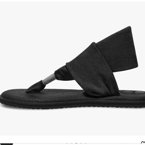 Sanuk Black Slip-On Sandals
